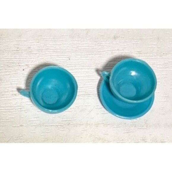 Marx Little Hostess Miniature Tea Cup (2) & Saucer (1) Set 2 Vintage 1960's - Picture 2 of 5